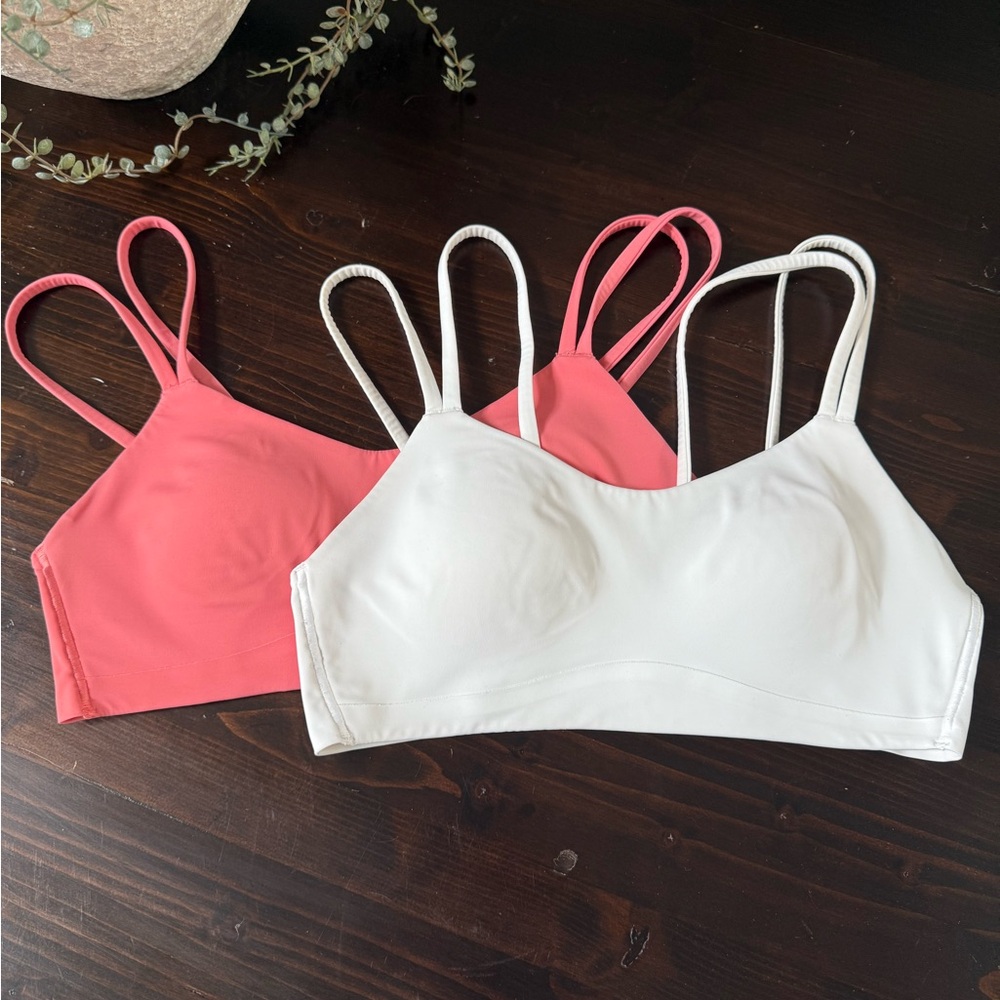 Women's Intimates Double Strap Bralette Set - White and Pink